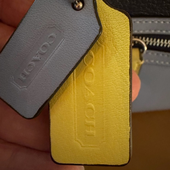 Coach Lite Blue/Navy Blue with Yellow Accents Larger Wristlet- Zippered Pouch - Picture 10 of 12